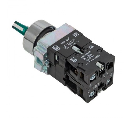 Переключатель ANC-22 2P зеленый с подсветкой 220В NO+NC  PROxima  xb2-bk21-g-230  EKF