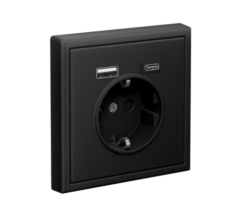 ArtGallery Карбон Розетка 16А с 2 USB A+C, 5В/2,4А/3,0А, 2х5В/1,5А, механизм  GAL001032  SE