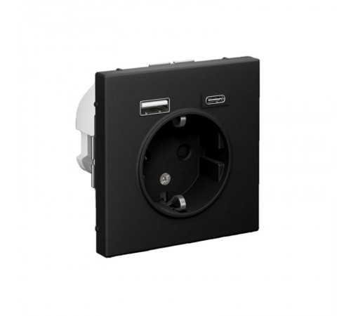 ArtGallery Карбон Розетка 16А с 2 USB A+C, 5В/2,4А/3,0А, 2х5В/1,5А, механизм  GAL001032  SE