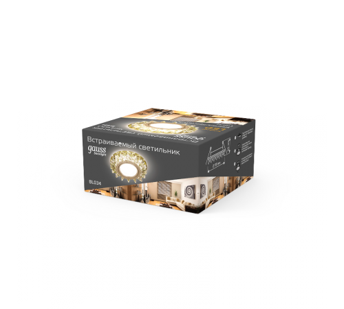 Светильник точечный встраиваемый Backlight BL034 Кругл. Шампань/Кристалл/Хром, Gu5.3, LED 2700K  BL034  Gauss