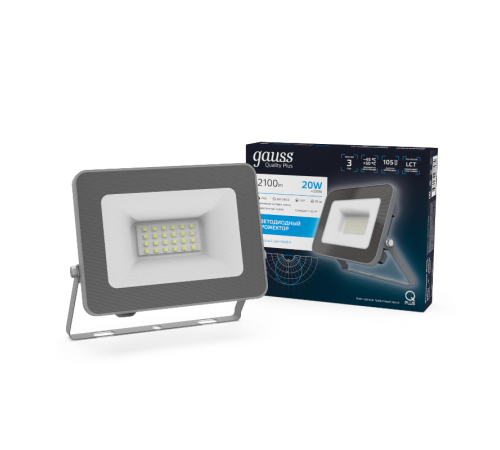 Прожектор светодиодный Qplus 20W 1700lm 6500K 200-240V IP65 графитовый LED 1/20  690511320  Gauss
