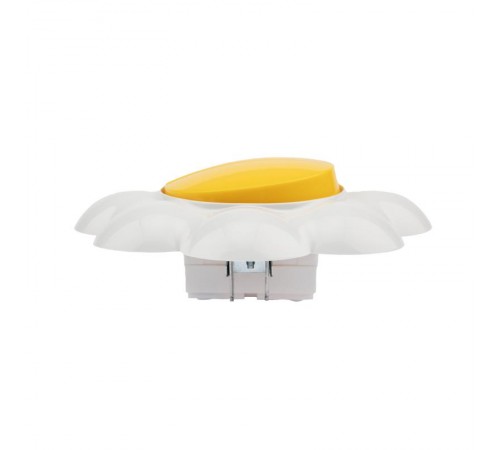 Выключатель двухклавишный HAPPY Ромашка скрытой установки, желтый/белый  KR-78-0621  Kranz