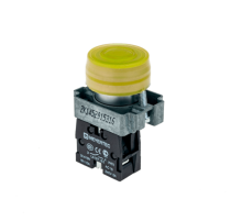 Кнопка в кожухе, желтая, 1NO, мет. MTB2-BPZ115  58163  ОВЕН