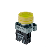 Кнопка в кожухе, желтая, 1NO, мет. MTB2-BPZ115  58163  ОВЕН