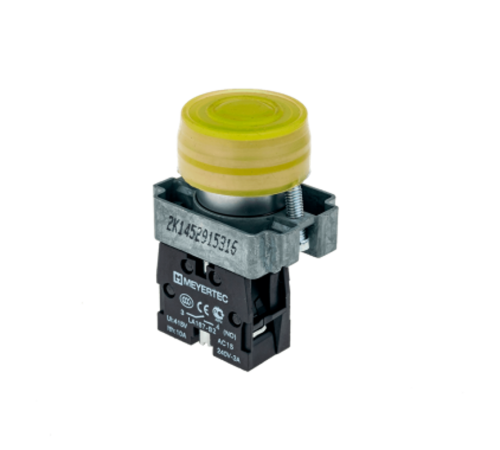 Кнопка в кожухе, желтая, 1NO, мет. MTB2-BPZ115  58163  ОВЕН