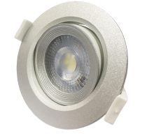 Светильник светодиодный Downlight встраиваемый поворотный PSP-R 9044 7W SILV 3000K 38° круг/поворот IP40 серебро  .5022935  Jazzway