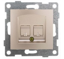 Bravo Розетка телефонная RJ12, двойная, СУ, шампань  С10Т2-027  GUSI Electric