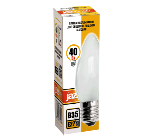Лампа накаливания ЛОН  40Вт Е27 240В B35 frosted  3320560  Jazzway