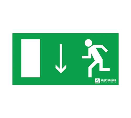 Пиктограмма (наклейка) "Указатель двери эвакуационного выхода (левосторонний)" (330х120)  1007120330  АСТЗ