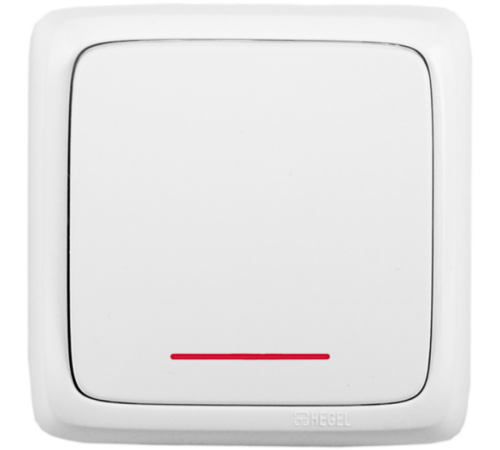 Выключатель открытой установки, одноклавишный, с индикацией, цвет белый  ВА10-112  HEGEL