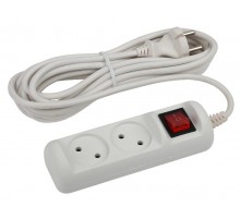 U-2s-3m-2x1 Удлин-ль без заземл, с выкл, 2гн, 3м, ПВС, 2х1мм2, 10А (20/720)  Б0044047  ЭРА