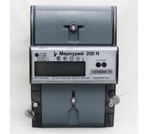 Счетчик Меркурий 206 N 5-60А/220В (мнтар.) ЖКИ (DIN)