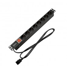 Блок распр. питания для 19" шкафов, горизонтальный, 8 розеток СЕЕ 7/4, 10A  04-0302-1  REXANT