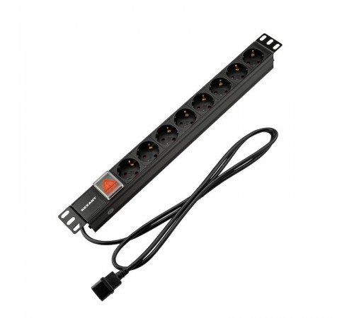 Блок распр. питания для 19" шкафов, горизонтальный, 8 розеток СЕЕ 7/4, 10A  04-0302-1  REXANT