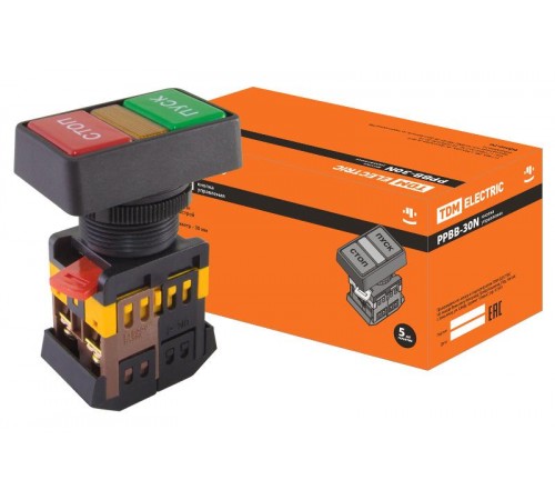 Кнопка РPВВ-30N "Пуск-Стоп" d30мм неон/230В 1з+1р   SQ0704-0027  TDM