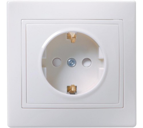 КВАРТА Белый Розетка 1-местная с заземлением со шторками 16А РСш10-3-КБ  ERK11-K01-16-DM  GENERICA