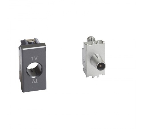 Axolute. Розетка проходная TV для схемы "шлейф". Затухание на отвод сигнала - 14дБ. Штыревой разъем 9,5 мм, экранированная. 1 модуль. Поставляется в к