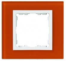 Simon 82 Рамка декоративная, 4 поста, S82 Nature, Стекло, оранжевый-белый  82647-65  Simon