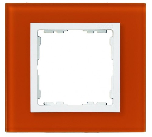 Simon 82 Рамка декоративная, 4 поста, S82 Nature, Стекло, оранжевый-белый  82647-65  Simon