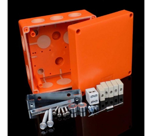 Коробка огнестойкая Е90, 126х126х74, IP66, с двойными керамическими клеммниками 5x1,5-6 мм2 KSK 125 (2PO6)  KSK 125_PO6P  Kopos