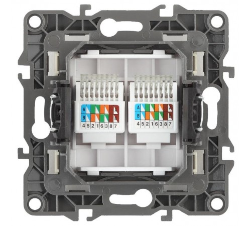 Розетка информационная двойная 12-3108-12  2XRJ45,  графит  Б0019354  ЭРА