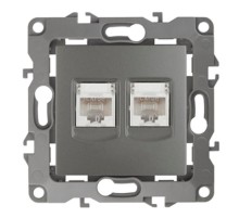 Розетка информационная двойная 12-3108-12  2XRJ45,  графит  Б0019354  ЭРА