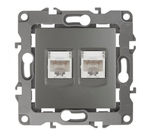Розетка информационная двойная 12-3108-12  2XRJ45,  графит  Б0019354  ЭРА