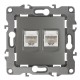 Розетка информационная двойная 12-3108-12  2XRJ45,  графит  Б0019354  ЭРА