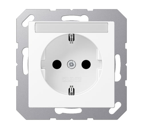 Розетка SCHUKO® 16A 250V с защитой от детей; с полем для надписи; термопласт; белый матовый  A1520BFKINAWWM  Jung