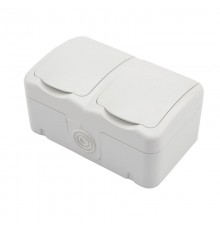 Блок горизонтальный 2 розетки Mini OG IP54 с заземлением, о/у, белый  KR-78-0606  Kranz