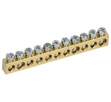 TEKFOR Шина нулевая сечение 6х9 11 отв. латунь  TF-KP00D-SN-11  IEK