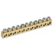 TEKFOR Шина нулевая сечение 6х9 11 отв. латунь  TF-KP00D-SN-11  IEK