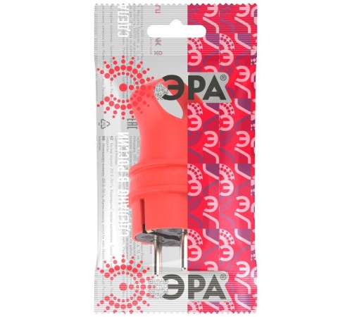 Вилка VX12-R-IP44 каучуковая c заземлением 16А IP44 с кольцом угловая красная Б0069324 ЭРА