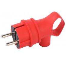 Вилка VX12-R-IP44 каучуковая c заземлением 16А IP44 с кольцом угловая красная Б0069324 ЭРА