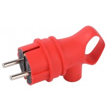 Вилка VX12-R-IP44 каучуковая c заземлением 16А IP44 с кольцом угловая красная Б0069324 ЭРА
