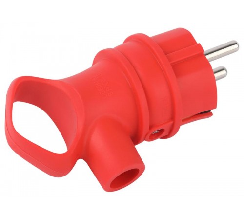 Вилка VX12-R-IP44 каучуковая c заземлением 16А IP44 с кольцом угловая красная Б0069324 ЭРА