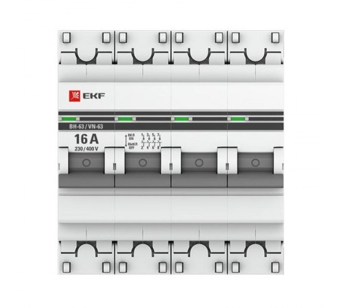 Выключатель нагрузки модульный ВН-63, 4P 16А EKF PROxima  SL63-4-16-pro  EKF (замена - S63416)