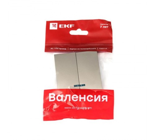 Валенсия лицевая панель выключателя 2-кл. с индикатором 10А кашемир EKF PROxima   ESV10-L-123-40   EKF