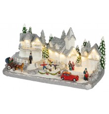 Фигура светодиодная новогодняя  EFIS-S08 композиция Снежная деревня теплый белый свет 3АА 31*16*16 см  Б0060486  ЭРА