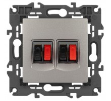 Розетка Elegance 14-3112-16 аудио двойная, титан  Б0065774  ЭРА