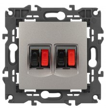 Розетка Elegance 14-3112-16 аудио двойная, титан  Б0065774  ЭРА