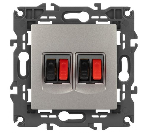 Розетка Elegance 14-3112-16 аудио двойная, титан  Б0065774  ЭРА
