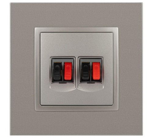 Розетка Elegance 14-3112-16 аудио двойная, титан  Б0065774  ЭРА