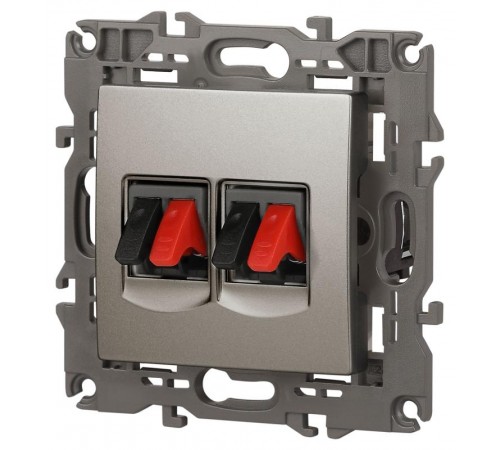 Розетка Elegance 14-3112-16 аудио двойная, титан  Б0065774  ЭРА