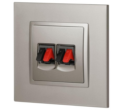 Розетка Elegance 14-3112-16 аудио двойная, титан  Б0065774  ЭРА