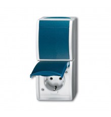 Блок из 1-клавишного перекл. и розетки SCHUKO для открытого монтажа, IP44, серия ocean, цвет серый/сине-зелёный  1684-0-0316  2CKA001684A0316  ABB