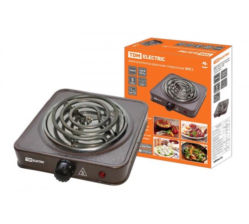 Электроплитка одноконф. ЭПС1 230 В, 1 кВт, спираль, коричневая,  SQ2504-0011  TDM