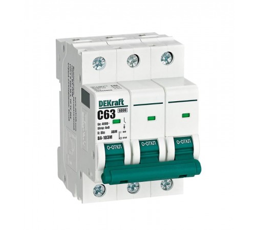 Выключатель автоматический без теплозащиты трехполюсный ВА-103М 3P 63А характеристика C 6кА  12526DEK  Dekraft