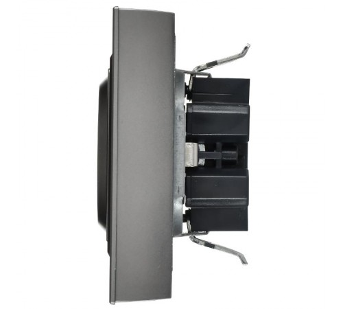 BRITE Розетка 2-местная с заземлением без защитных шторок плоская 16А в сборе РСПл12-3-БрС сталь   BR-R27-16-K46-F  IEK