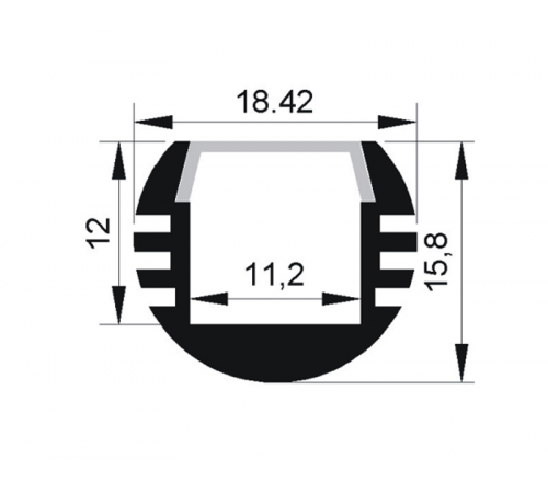 Профиль алюминиевый для светодиодной ленты PAL 1818 круглый анодированный IP20 2м  1009630  Jazzway